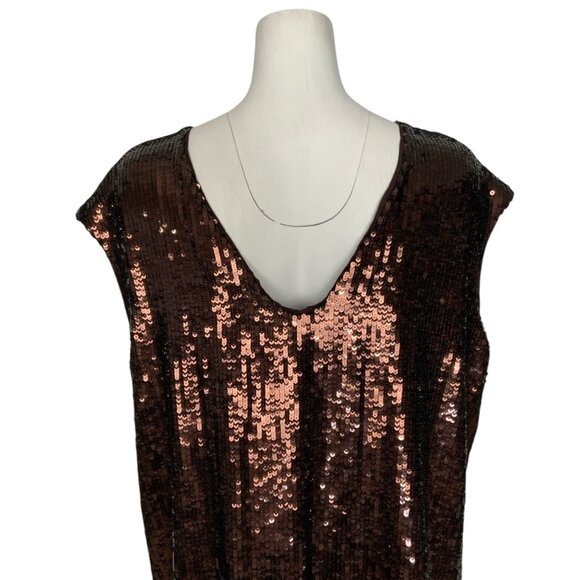Anthropologie Maeve Kara Sequins Dress Plus 1X Wine Shift Cap Sleeve Short Hem - Picture 11 of 16